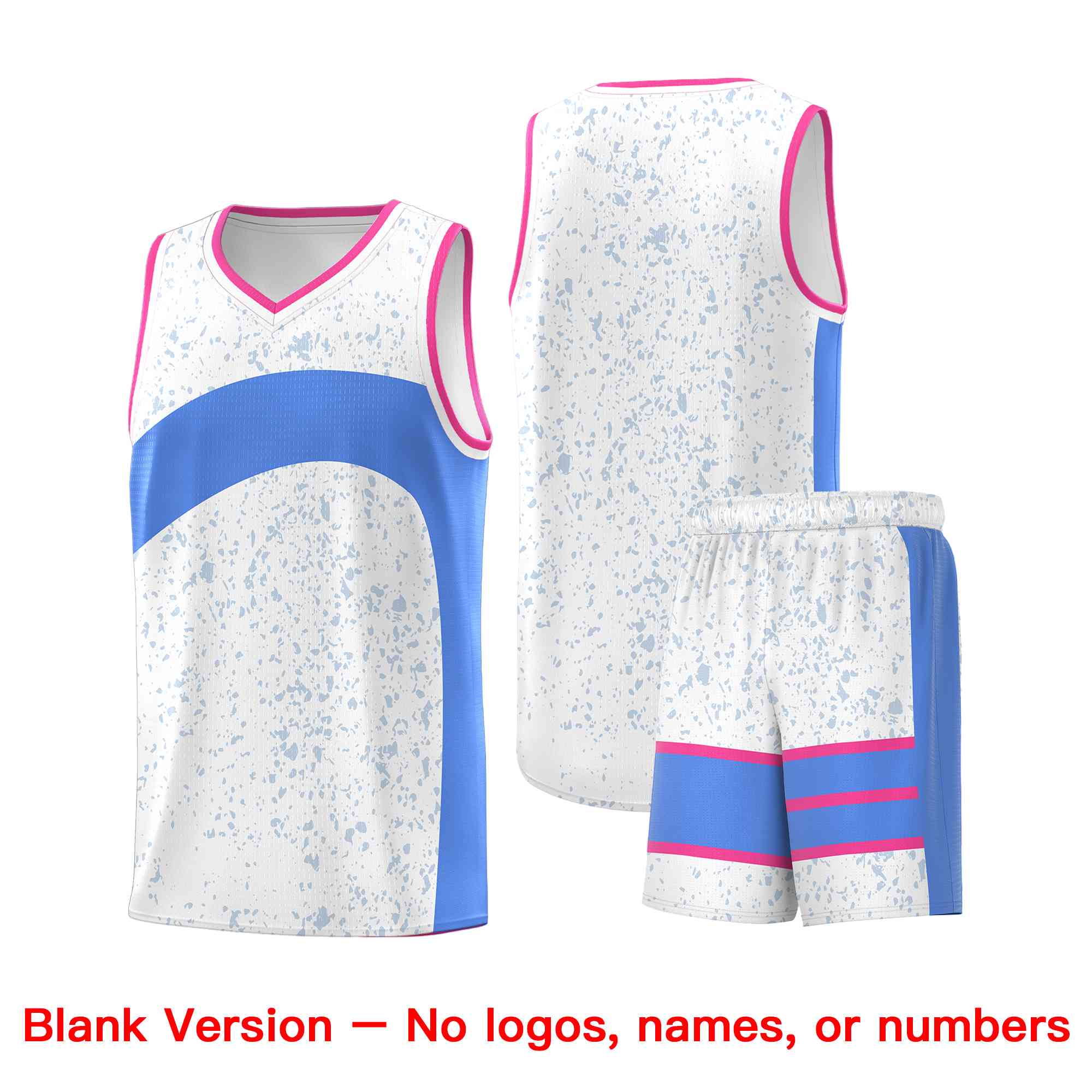 Custom White Powder Blue Dot Graffiti Pattern Irregular Team Names Sports Uniform Basketball Jersey - Image 2
