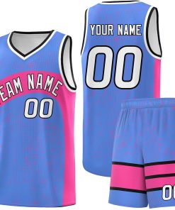 Custom Powder Blue Pink Dot Graffiti Pattern Irregular Team Names Sports Uniform Basketball Jersey| KXKSHOP