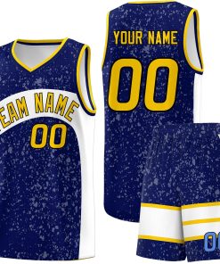 Custom Navy White Dot Graffiti Pattern Irregular Team Names Sports Uniform Basketball Jersey| KXKSHOP