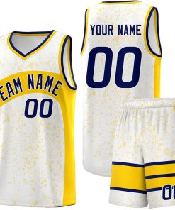Custom White Gold Dot Graffiti Pattern Irregular Team Names Sports Uniform Basketball Jersey| KXKSHOP