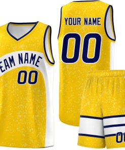 Custom Gold White Dot Graffiti Pattern Irregular Team Names Sports Uniform Basketball Jersey| KXKSHOP
