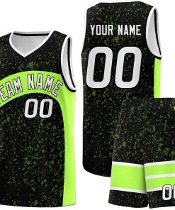 Custom Black Fluorescent Green Dot Graffiti Pattern Irregular Team Names Sports Uniform Basketball Jersey| KXKSHOP