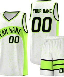 Custom White Fluorescent Green Dot Graffiti Pattern Irregular Team Names Sports Uniform Basketball Jersey| KXKSHOP