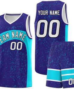 Custom Royal Sky Blue Dot Graffiti Pattern Irregular Team Names Sports Uniform Basketball Jersey| KXKSHOP