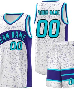 Custom White Royal Dot Graffiti Pattern Irregular Team Names Sports Uniform Basketball Jersey| KXKSHOP