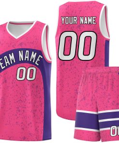 Custom Pink Purple Dot Graffiti Pattern Irregular Team Names Sports Uniform Basketball Jersey| KXKSHOP