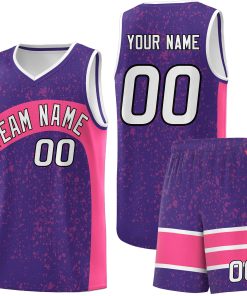 Custom Purple Pink Dot Graffiti Pattern Irregular Team Names Sports Uniform Basketball Jersey| KXKSHOP