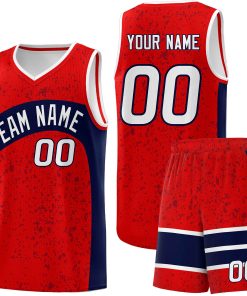 Custom Red Navy Dot Graffiti Pattern Irregular Team Names Sports Uniform Basketball Jersey| KXKSHOP