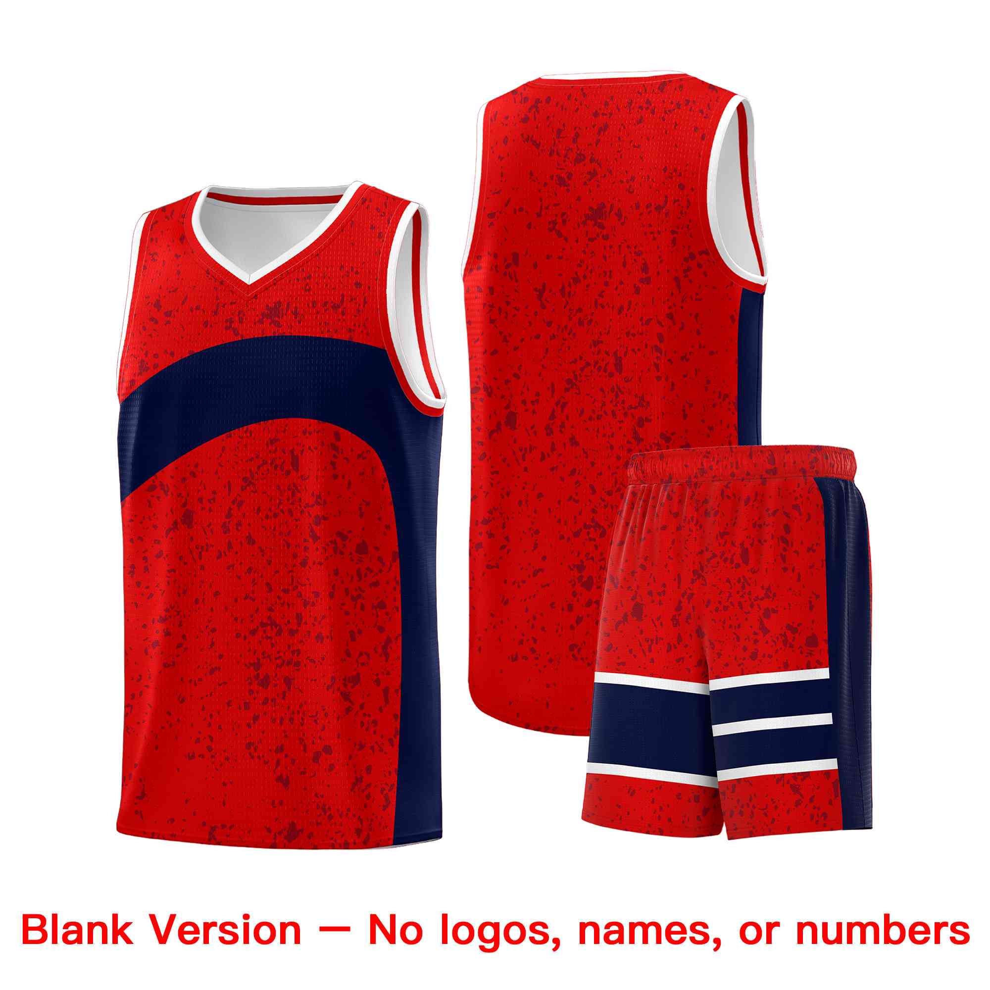 Custom Red Navy Dot Graffiti Pattern Irregular Team Names Sports Uniform Basketball Jersey - Image 2