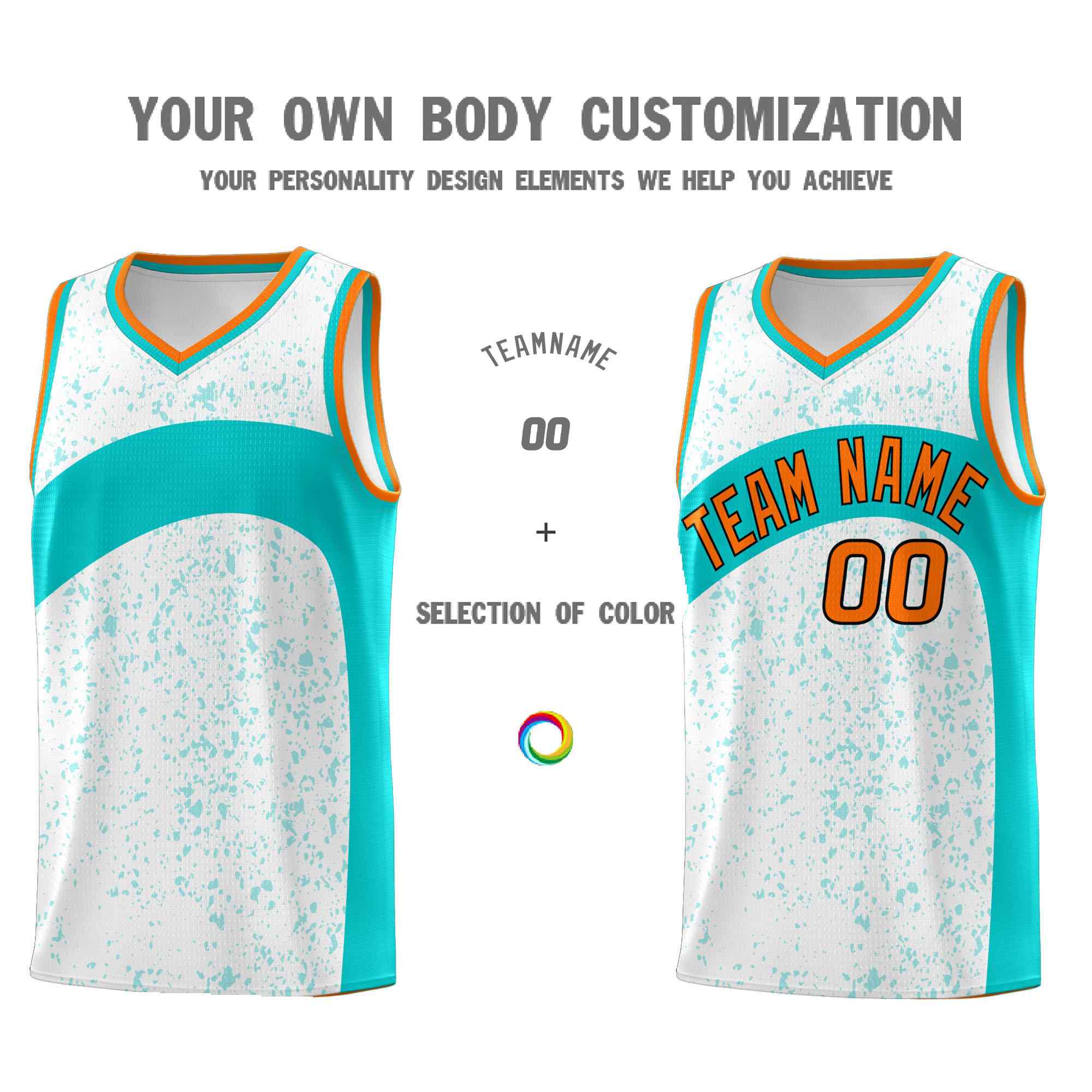 Custom White Aqua Dot Graffiti Pattern Irregular Team Names Sports Uniform Basketball Jersey - Image 4