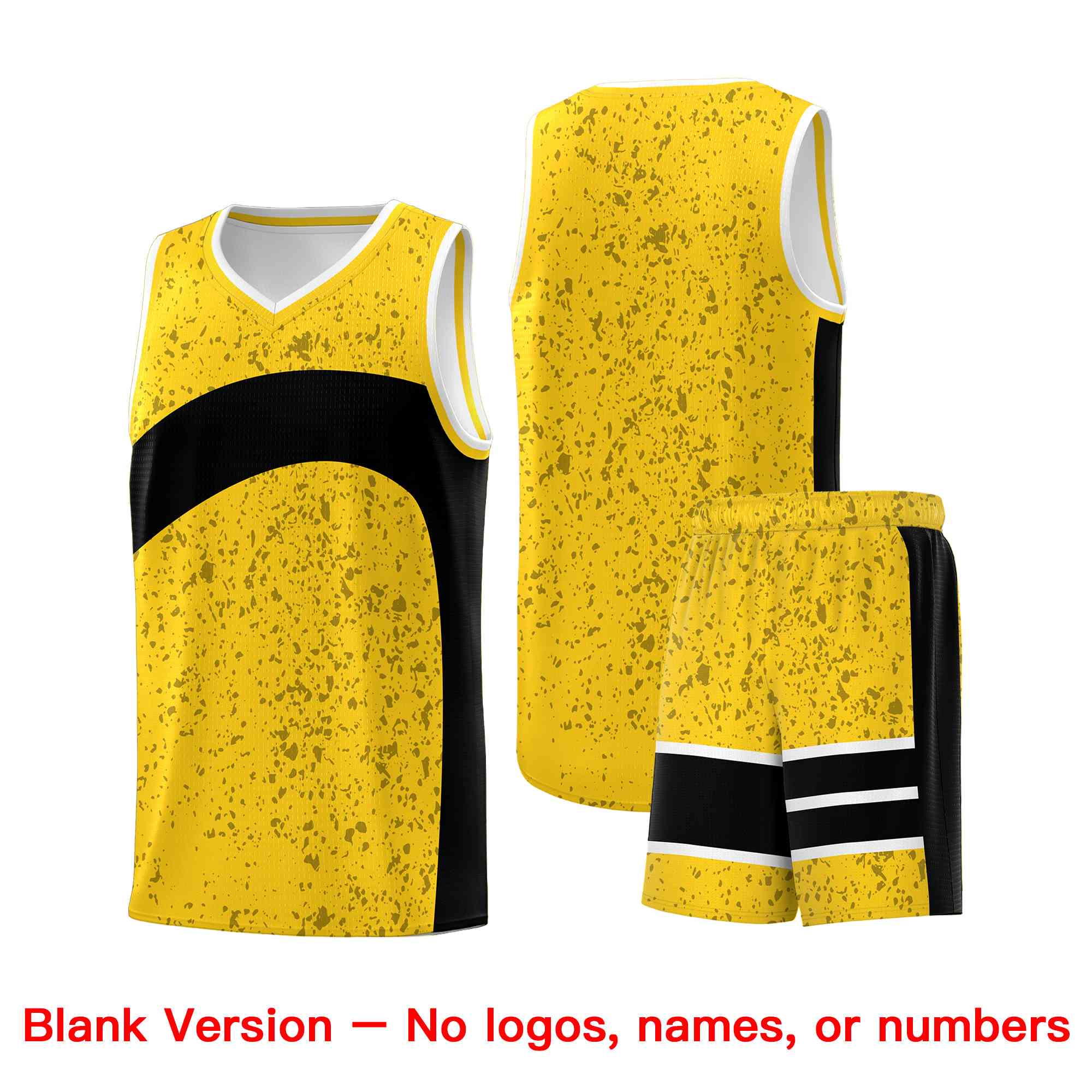 Custom Gold Black Dot Graffiti Pattern Irregular Team Names Sports Uniform Basketball Jersey - Image 2
