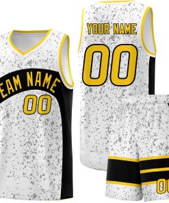 Custom White Black Dot Graffiti Pattern Irregular Team Names Sports Uniform Basketball Jersey| KXKSHOP