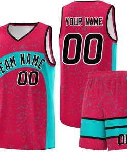 Custom Red Aqua Dot Graffiti Pattern Irregular Team Names Sports Uniform Basketball Jersey| KXKSHOP