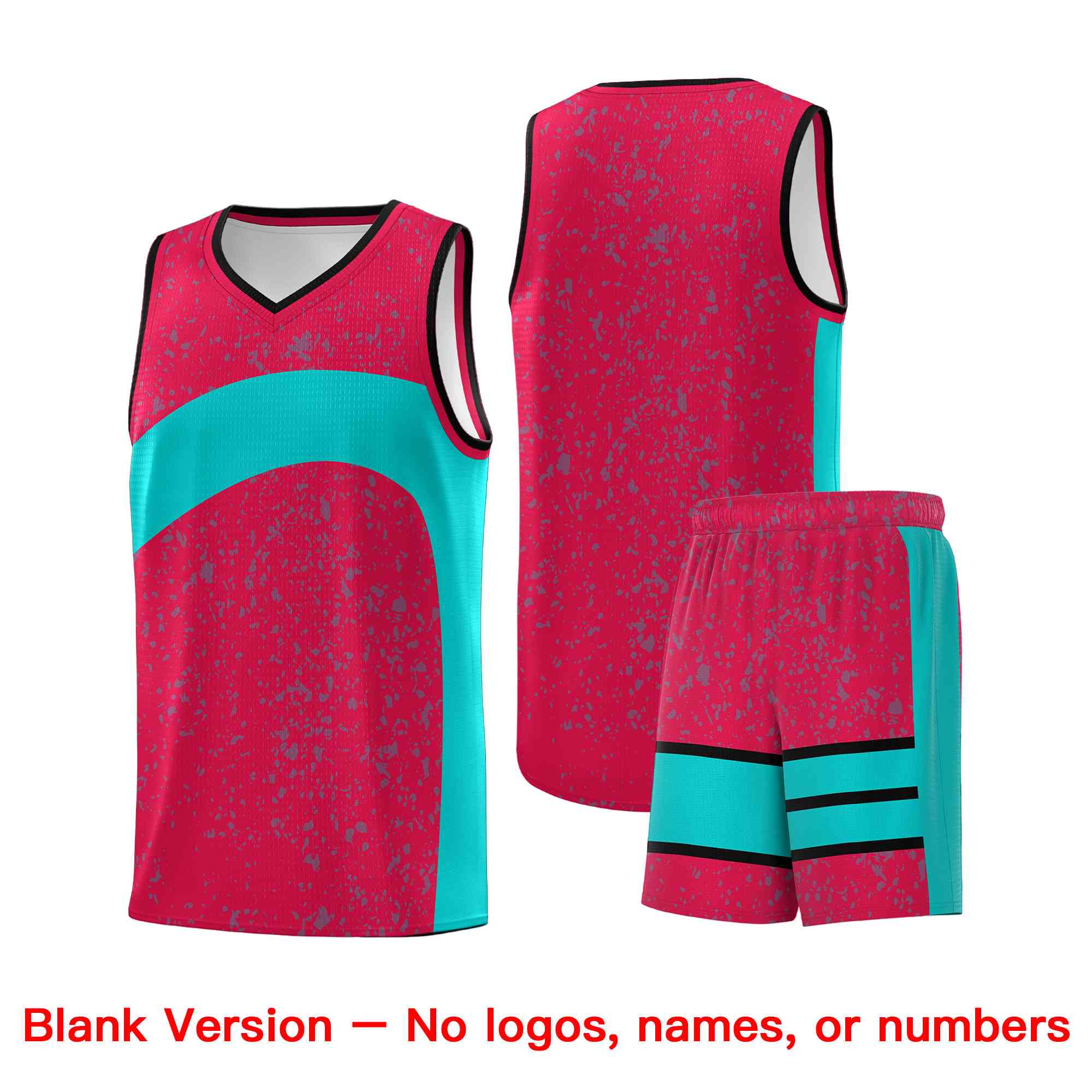 Custom Red Aqua Dot Graffiti Pattern Irregular Team Names Sports Uniform Basketball Jersey - Image 2
