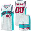 Custom White Aqua Dot Graffiti Pattern Irregular Team Names Sports Uniform Basketball Jersey| KXKSHOP