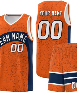 Custom Orange Navy Dot Graffiti Pattern Irregular Team Names Sports Uniform Basketball Jersey| KXKSHOP