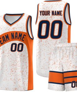 Custom White Orange Dot Graffiti Pattern Irregular Team Names Sports Uniform Basketball Jersey| KXKSHOP