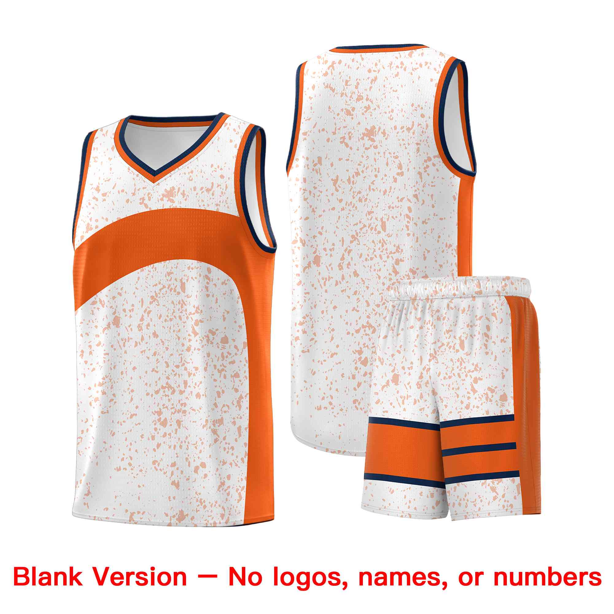 Custom White Orange Dot Graffiti Pattern Irregular Team Names Sports Uniform Basketball Jersey - Image 2