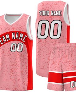 Custom Light Pink Light Red Dot Graffiti Pattern Irregular Team Names Sports Uniform Basketball Jersey| KXKSHOP