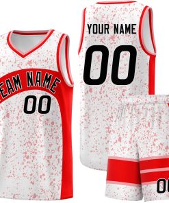 Custom White Light Red Dot Graffiti Pattern Irregular Team Names Sports Uniform Basketball Jersey| KXKSHOP