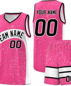 Custom Pink White Dot Graffiti Pattern Irregular Team Names Sports Uniform Basketball Jersey| KXKSHOP