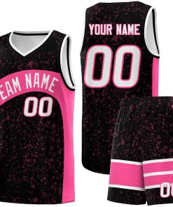 Custom Black Pink Dot Graffiti Pattern Irregular Team Names Sports Uniform Basketball Jersey| KXKSHOP