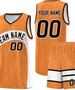 Custom Gold Orange White Dot Graffiti Pattern Irregular Team Names Sports Uniform Basketball Jersey| KXKSHOP