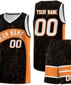 Custom Black Gold Orange Dot Graffiti Pattern Irregular Team Names Sports Uniform Basketball Jersey| KXKSHOP