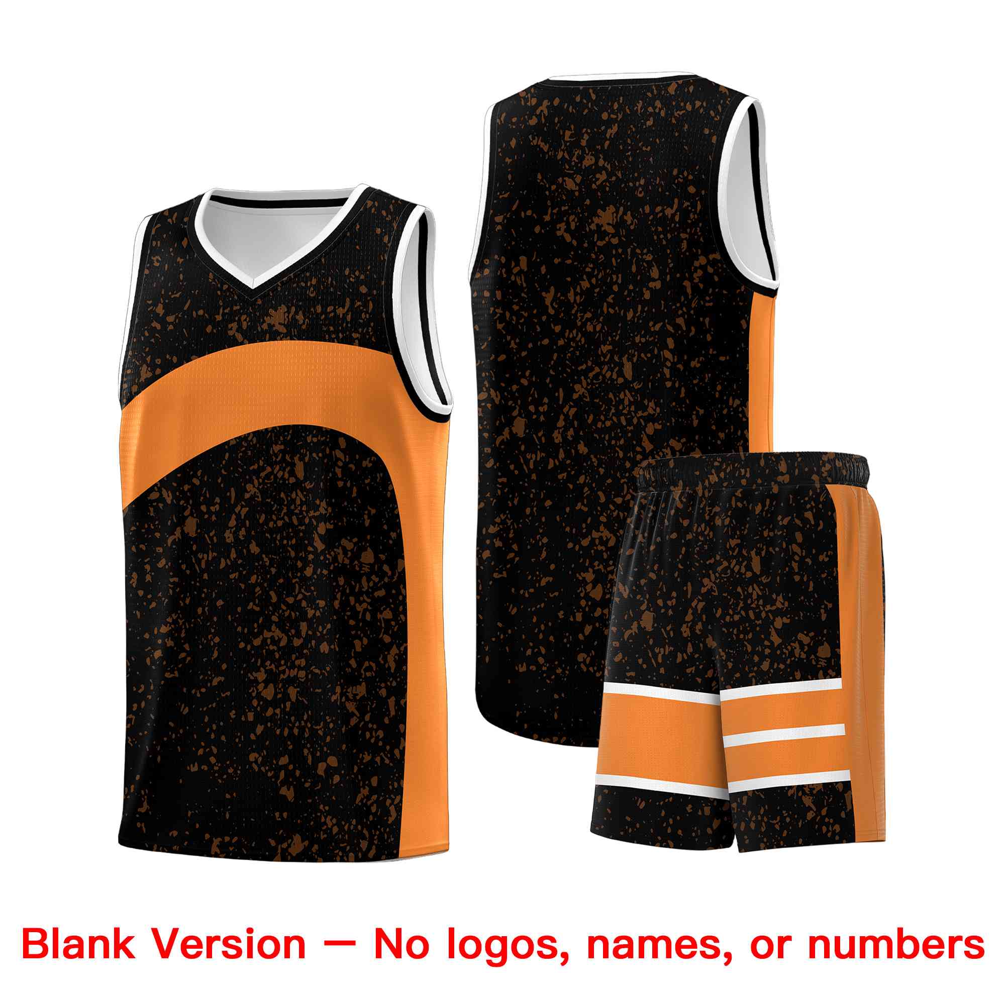Custom Black Gold Orange Dot Graffiti Pattern Irregular Team Names Sports Uniform Basketball Jersey - Image 2