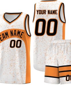 Custom White Gold Orange Dot Graffiti Pattern Irregular Team Names Sports Uniform Basketball Jersey| KXKSHOP
