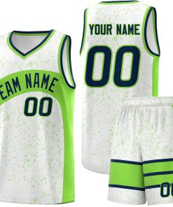 Custom White Fluorescent Green Dot Graffiti Pattern Irregular Team Names Sports Uniform Basketball Jersey| KXKSHOP