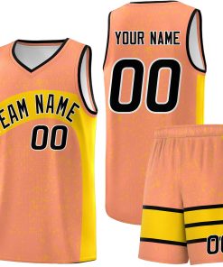 Custom Light Orange Gold Dot Graffiti Pattern Irregular Team Names Sports Uniform Basketball Jersey| KXKSHOP