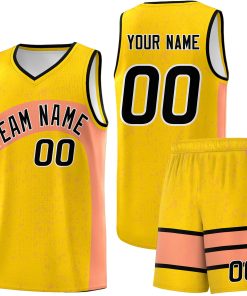 Custom Gold Light Orange Dot Graffiti Pattern Irregular Team Names Sports Uniform Basketball Jersey| KXKSHOP