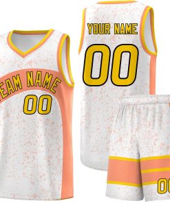 Custom White Light Orange Dot Graffiti Pattern Irregular Team Names Sports Uniform Basketball Jersey| KXKSHOP
