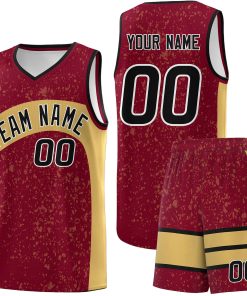 Custom Crimson Old Gold Dot Graffiti Pattern Irregular Team Names Sports Uniform Basketball Jersey| KXKSHOP