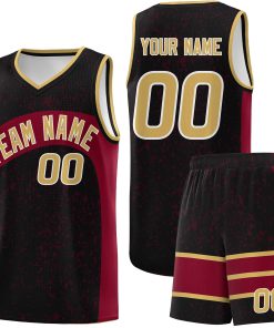Custom Black Crimson Dot Graffiti Pattern Irregular Team Names Sports Uniform Basketball Jersey| KXKSHOP