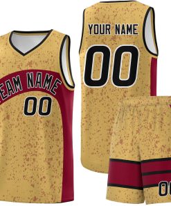 Custom Old Gold Crimson Dot Graffiti Pattern Irregular Team Names Sports Uniform Basketball Jersey| KXKSHOP