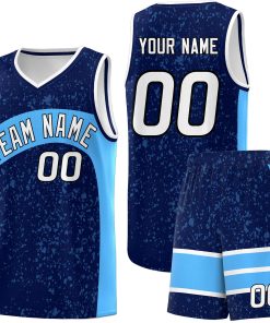 Custom Navy Powder Blue Dot Graffiti Pattern Irregular Team Names Sports Uniform Basketball Jersey| KXKSHOP
