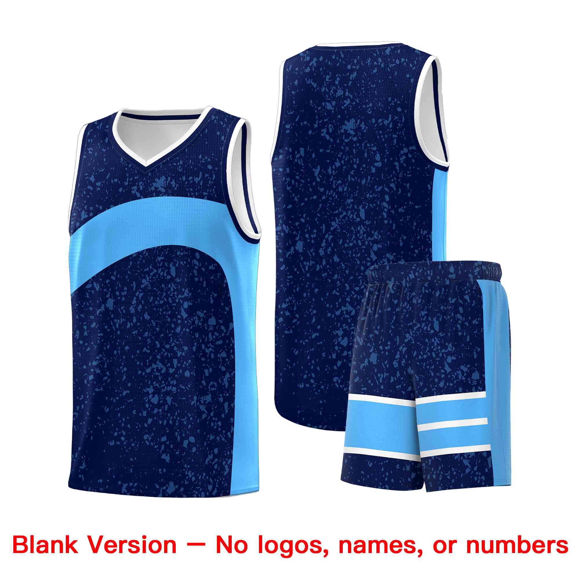 Custom Navy Powder Blue Dot Graffiti Pattern Irregular Team Names Sports Uniform Basketball Jersey - Image 2