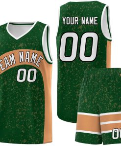 Custom Green Buckskin Brown Dot Graffiti Pattern Irregular Team Names Sports Uniform Basketball Jersey| KXKSHOP