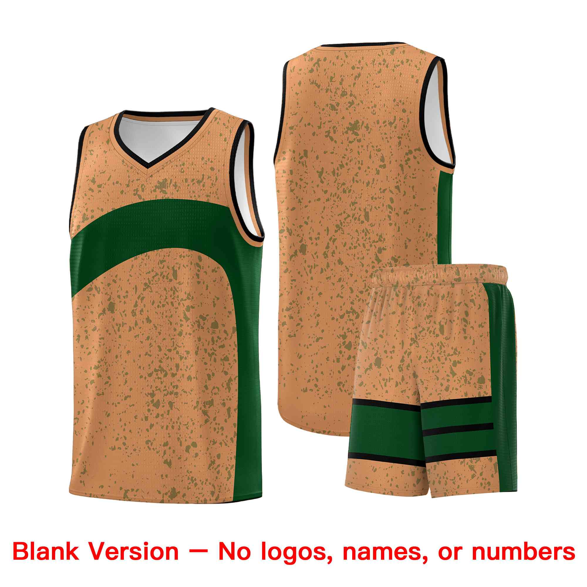 Custom Buckskin Brown Green Dot Graffiti Pattern Irregular Team Names Sports Uniform Basketball Jersey - Image 2