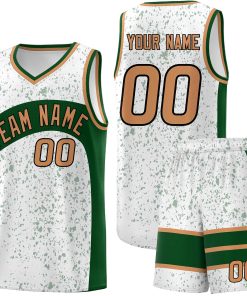 Custom White Green Dot Graffiti Pattern Irregular Team Names Sports Uniform Basketball Jersey| KXKSHOP