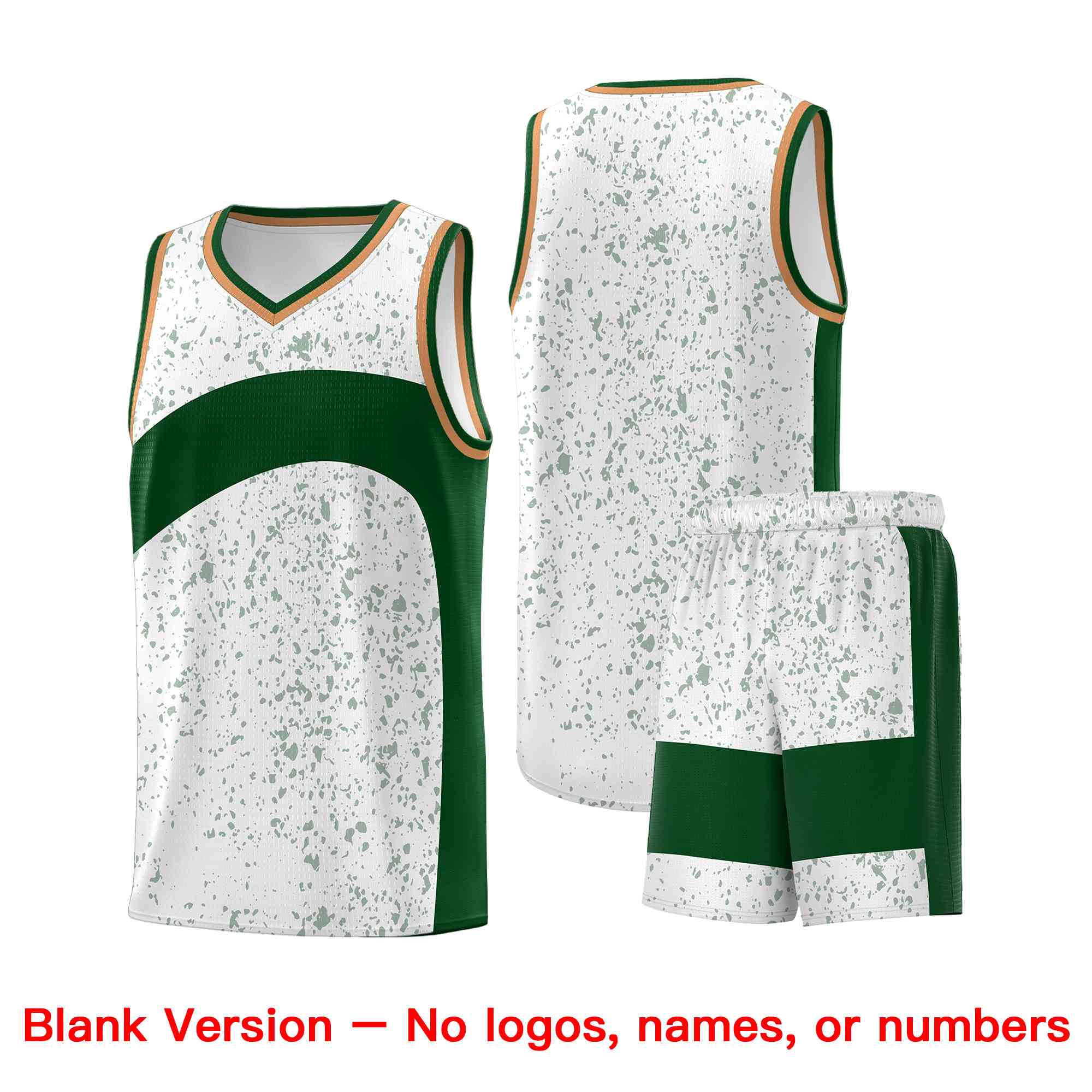 Custom White Green Dot Graffiti Pattern Irregular Team Names Sports Uniform Basketball Jersey - Image 2