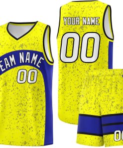 Custom Fluorescent Yellow Royal Dot Graffiti Pattern Irregular Team Names Sports Uniform Basketball Jersey| KXKSHOP