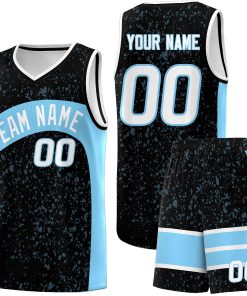 Custom Black Light Blue Dot Graffiti Pattern Irregular Team Names Sports Uniform Basketball Jersey| KXKSHOP
