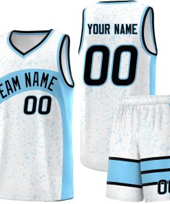 Custom White Light Blue Dot Graffiti Pattern Irregular Team Names Sports Uniform Basketball Jersey| KXKSHOP