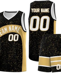Custom Black Old Gold Dot Graffiti Pattern Irregular Team Names Sports Uniform Basketball Jersey| KXKSHOP