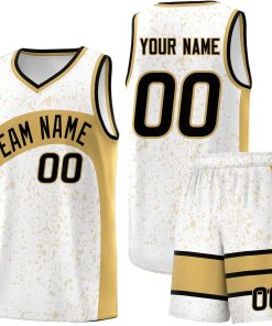 Custom White Old Gold Dot Graffiti Pattern Irregular Team Names Sports Uniform Basketball Jersey| KXKSHOP
