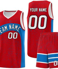 Custom Red Royal Dot Graffiti Pattern Irregular Team Names Sports Uniform Basketball Jersey| KXKSHOP
