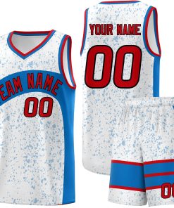 Custom White Royal Dot Graffiti Pattern Irregular Team Names Sports Uniform Basketball Jersey| KXKSHOP